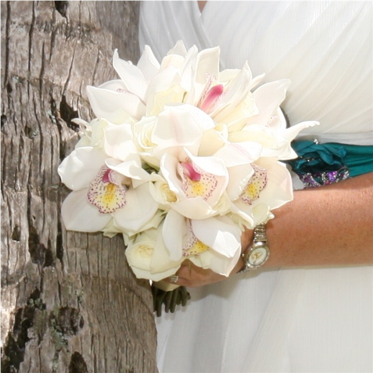 White Rose Cymbidium Bouquet